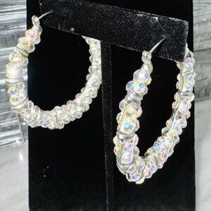Sterling silver "studded" hoop earrings